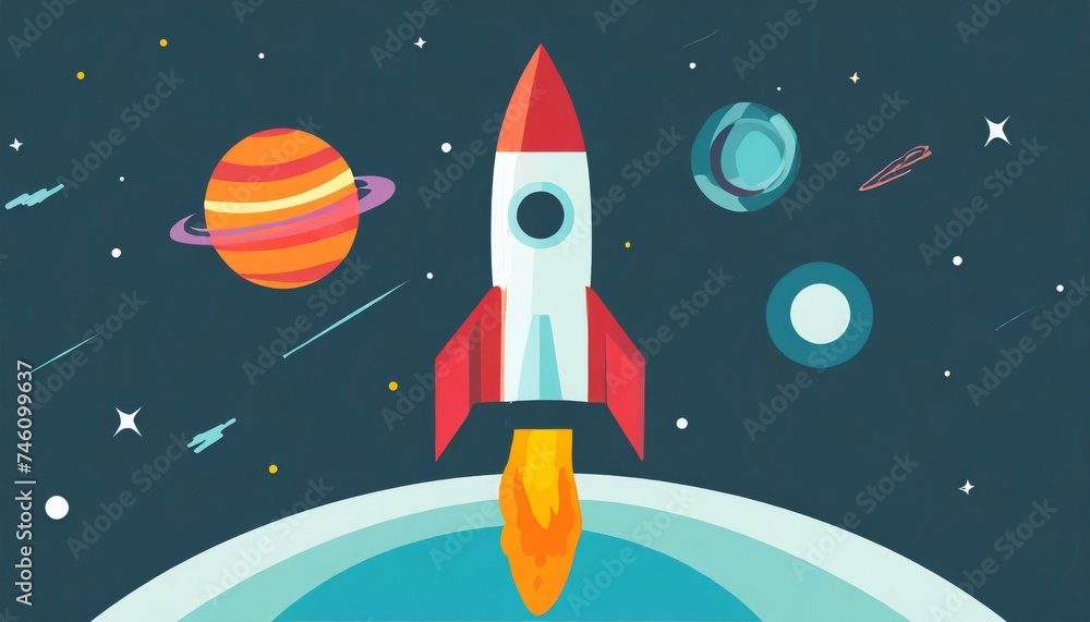 Generated image of rocket in the space Generated image of rocket in the space