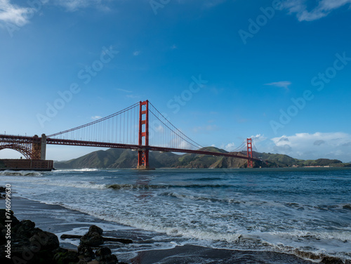 Golden Gate Bridge San Francisco Bay with waves 02