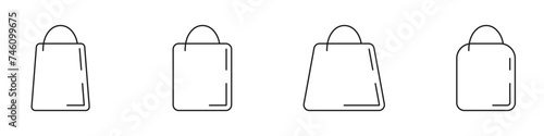 Shopping bag vector icon set. Shopping package icon concept. Shopping cart with handles vector. Plastic tear-off bag. Payment or cancellation of purchase, repeat purchase. photo