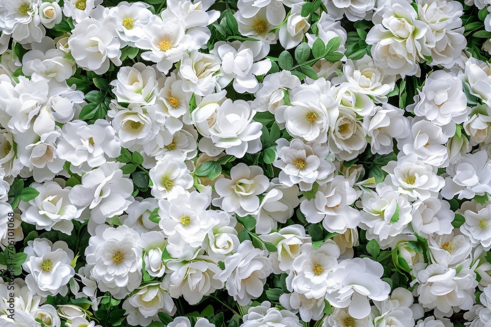 White Flowers Seamless Pattern Top View, Beautiful Flowers Texture Background, Lush Blooming Plants White Flowers Seamless Pattern Top View, Beautiful Flowers Texture Background, Lush Blooming Plants