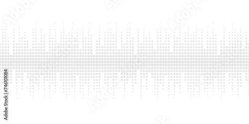 Subtle vector minimal seamless pattern with halftone dots. Dynamic visual effect, simple light gray and white background. Minimalist illustration of sound waves, music. Tech geometric texture design
