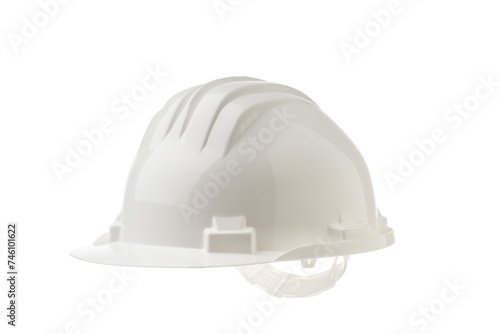 White helmet on a white background, personal protective equipment. side view