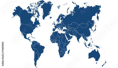 Fototapeta Naklejka Na Ścianę i Meble -  World map. Color modern vector map. Silhouette map	