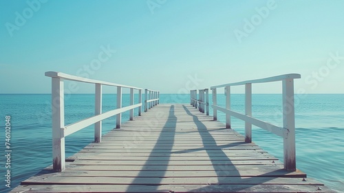 A tranquil fishing pier stretching out into calm waters  promising a catch of memories.