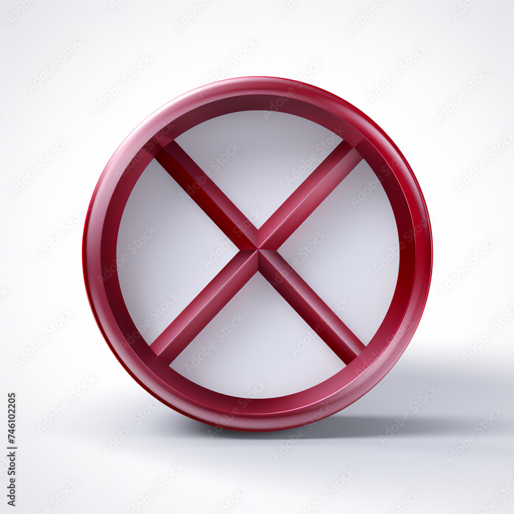 3D Volumetric Red Ban Sign on White Isolated Background 3D Volumetric Red Ban Sign on White Isolated Background