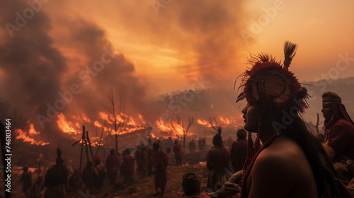 Les braves indiens dansent sous le ciel rouge, contant les légendes de leurs ancêtres au feu sacré. 