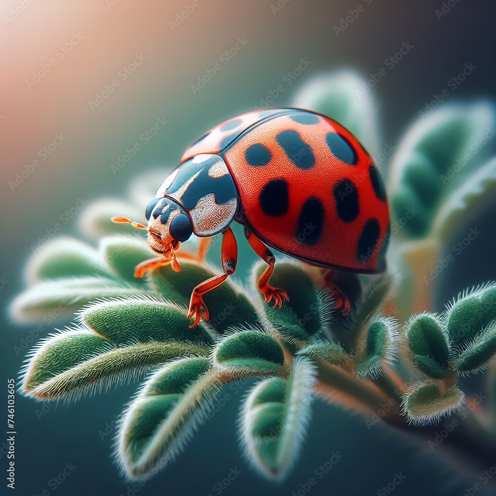 Ladybug on green background. AI generated Ladybug on green background. AI generated