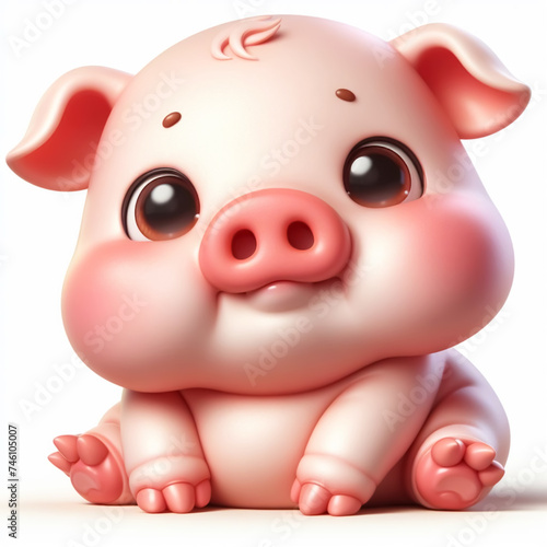 3D funny pig cartoon. Farm animals for children s illustrations. AI generated