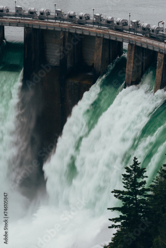 A Powerful Dam with Pouring Waterfall Photograph