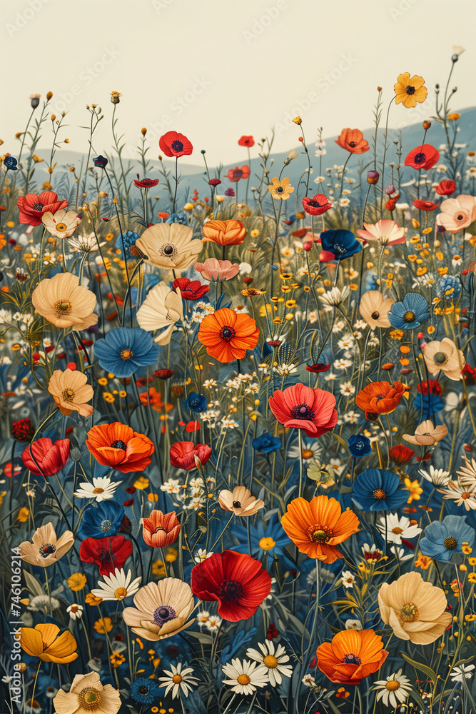 Field Flowers: Poppies and Carnations Field Flowers: Poppies and Carnations