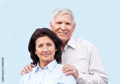 Canvas Print Portrait of loving happy senior couple