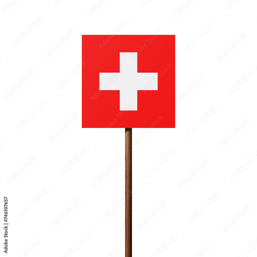 Schild mit der Flagge der Schweiz