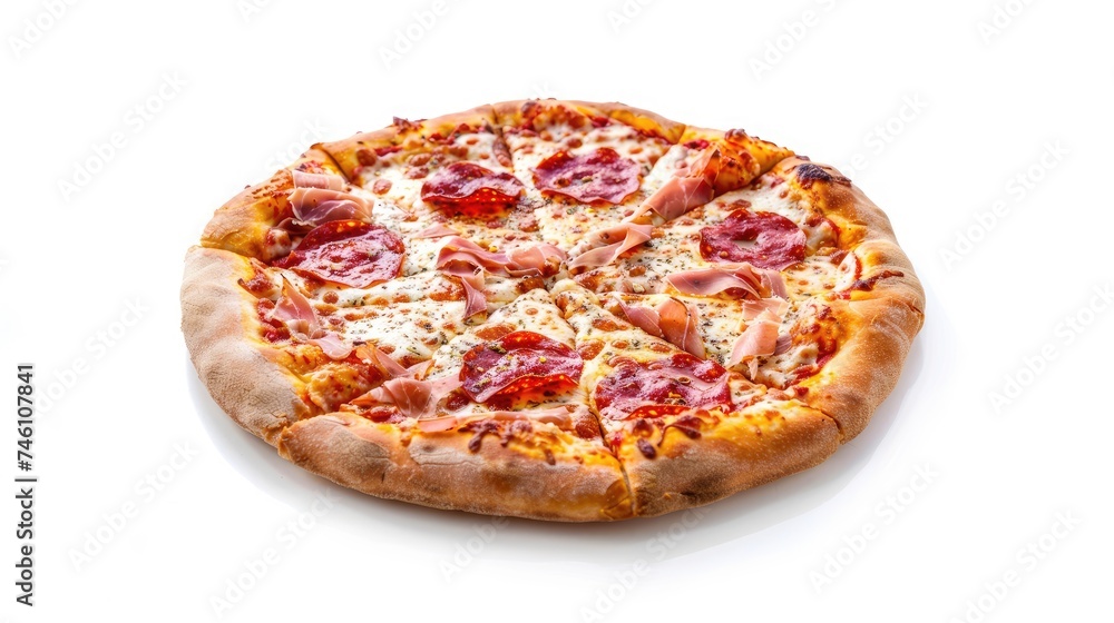 Baked Pizza Isolated White Background Top View