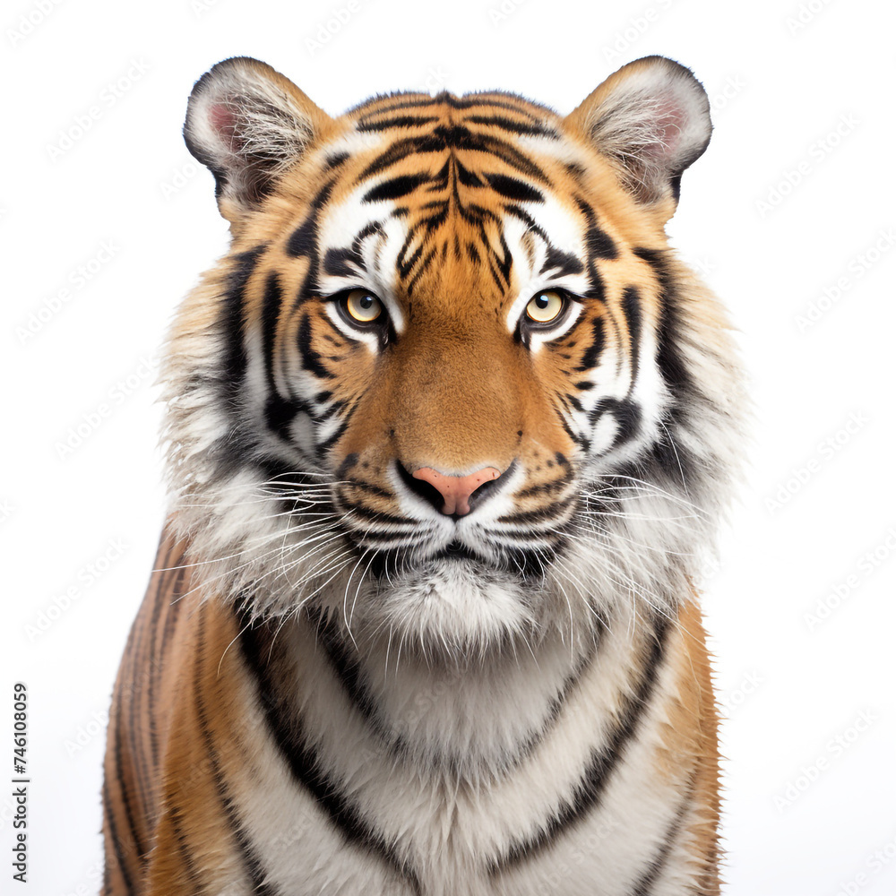 Fototapeta premium photo tiger on a white background сreated with Generative Ai