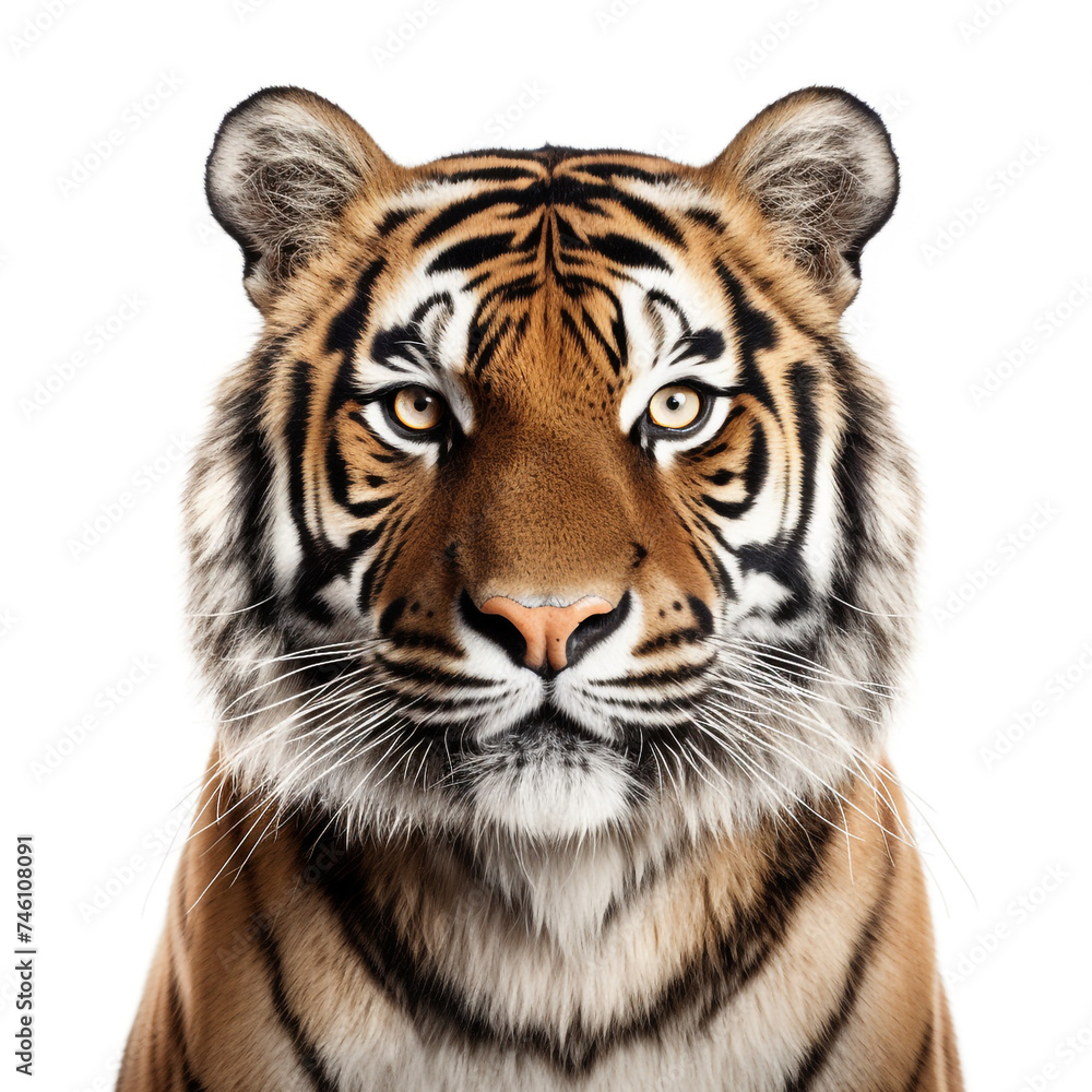 Fototapeta premium photo tiger on a white background сreated with Generative Ai