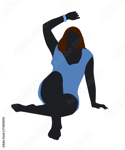 Silhouette of a plump young woman