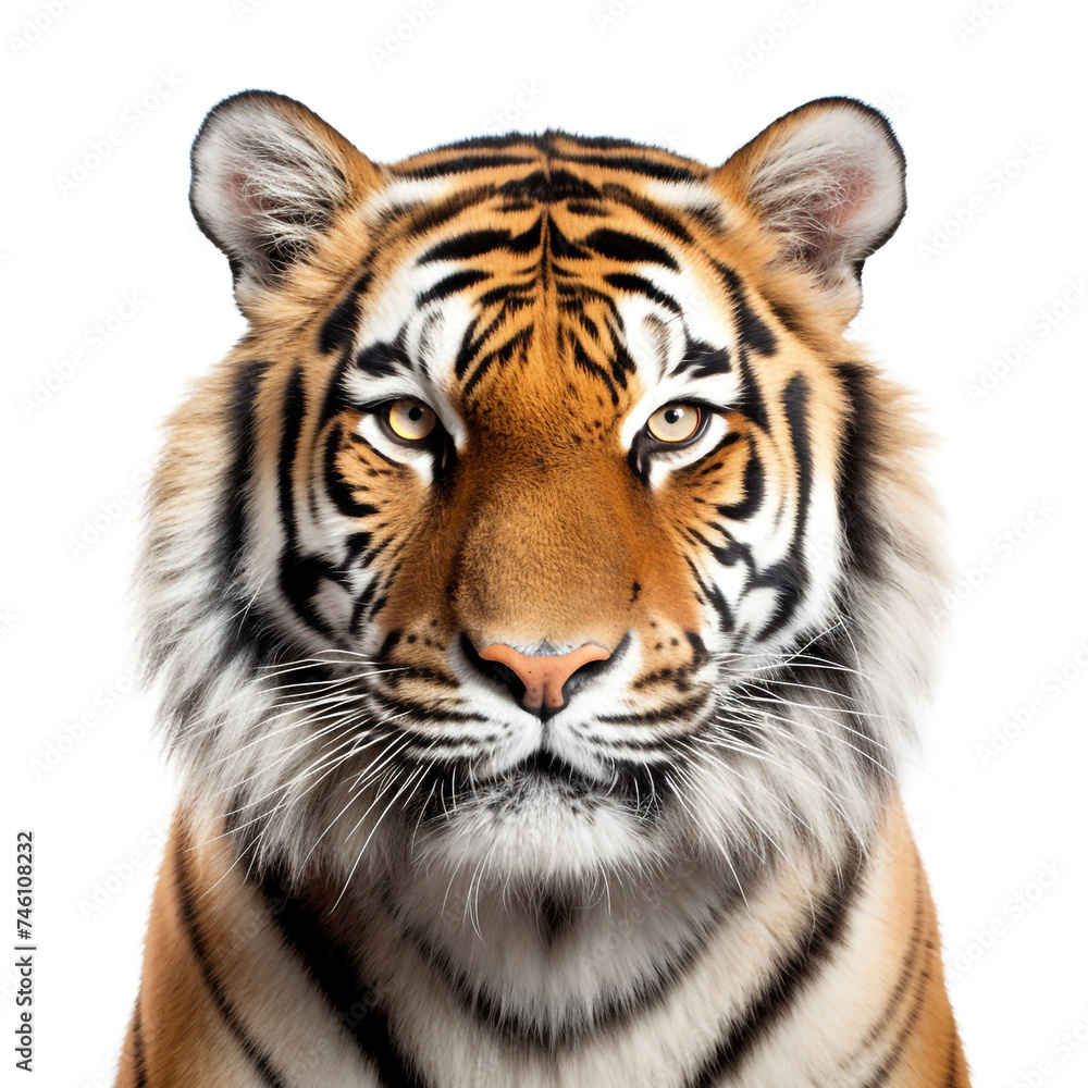 photo tiger on a white background сreated with Generative Ai