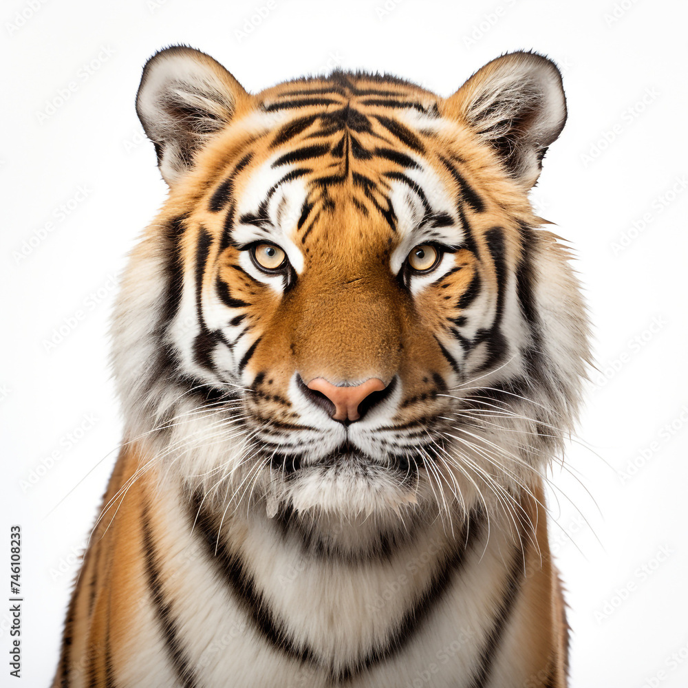 Obraz premium photo tiger on a white background сreated with Generative Ai