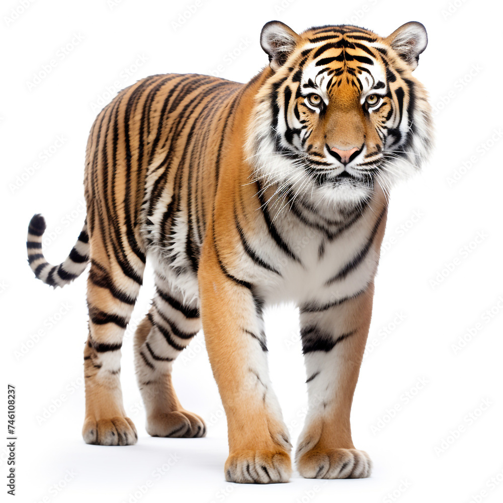 photo tiger on a white background сreated with Generative Ai