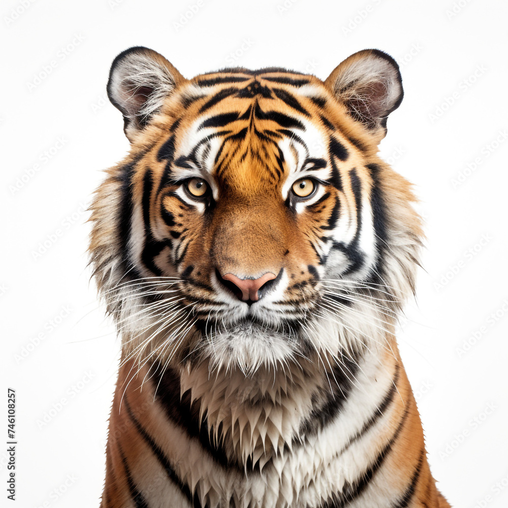 photo tiger on a white background сreated with Generative Ai