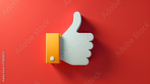Thumb up icon on red background illustration. photo