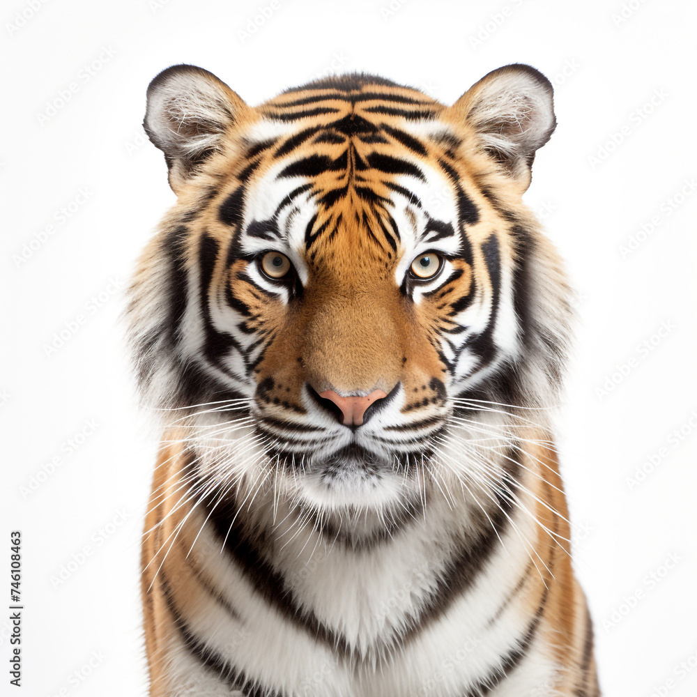 Fototapeta premium photo tiger on a white background сreated with Generative Ai