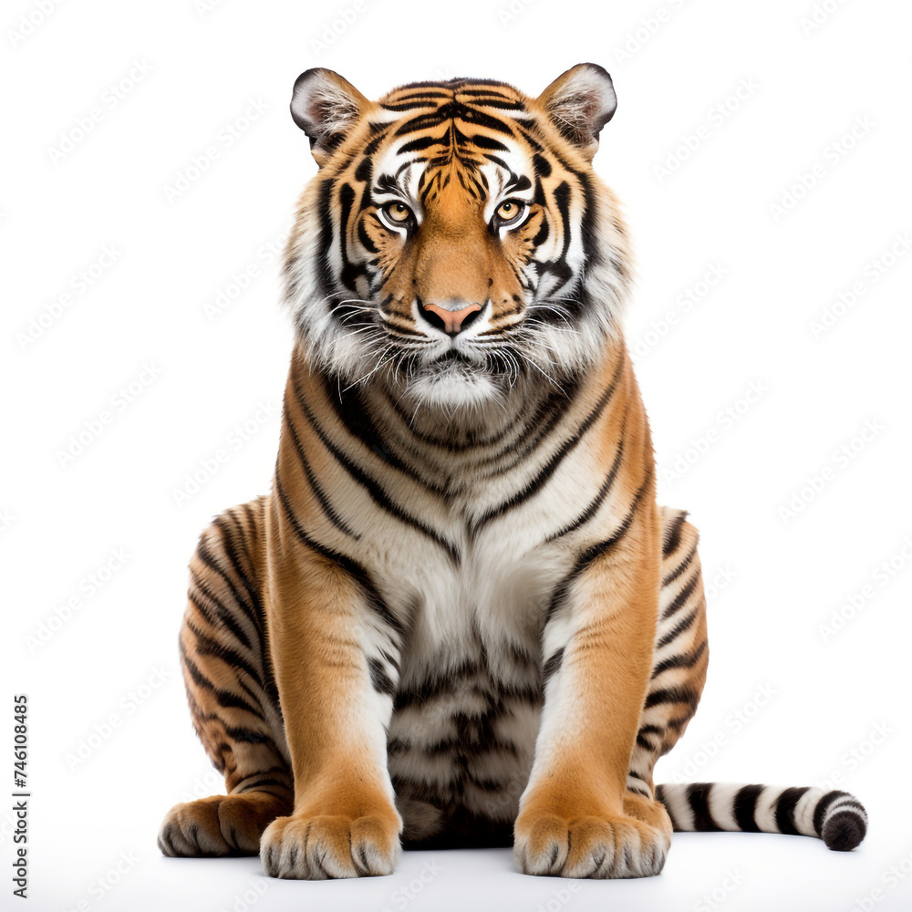 photo tiger on a white background сreated with Generative Ai