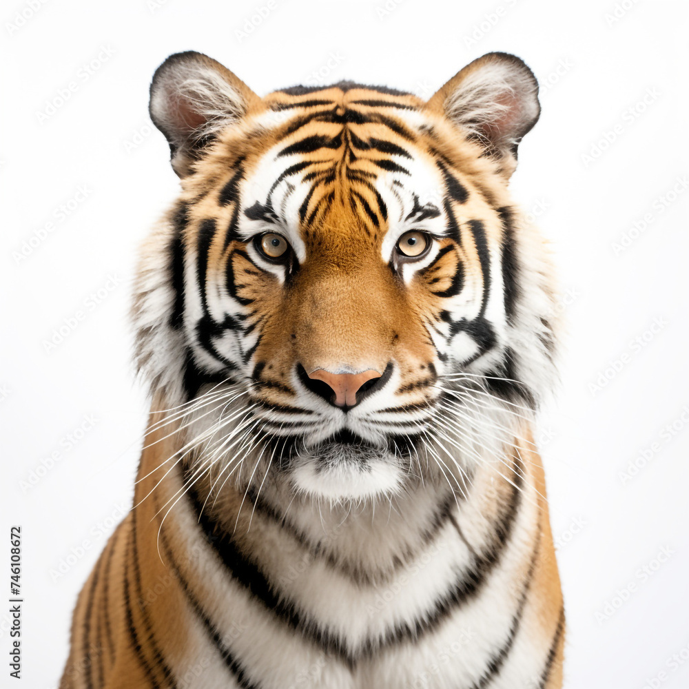 Fototapeta premium photo tiger on a white background сreated with Generative Ai
