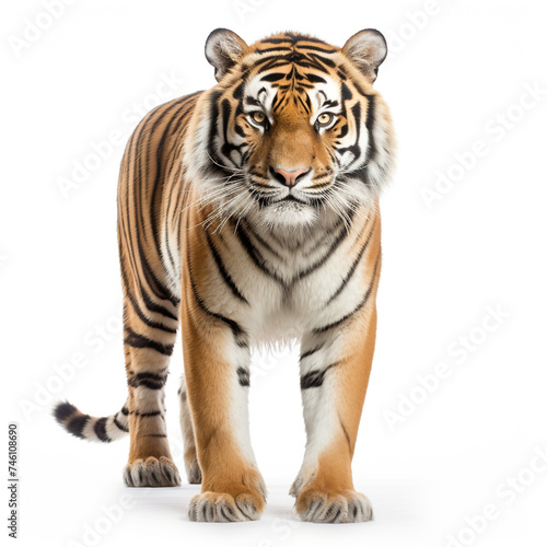 photo tiger on a white background сreated with Generative Ai © Andrii Yablonskyi