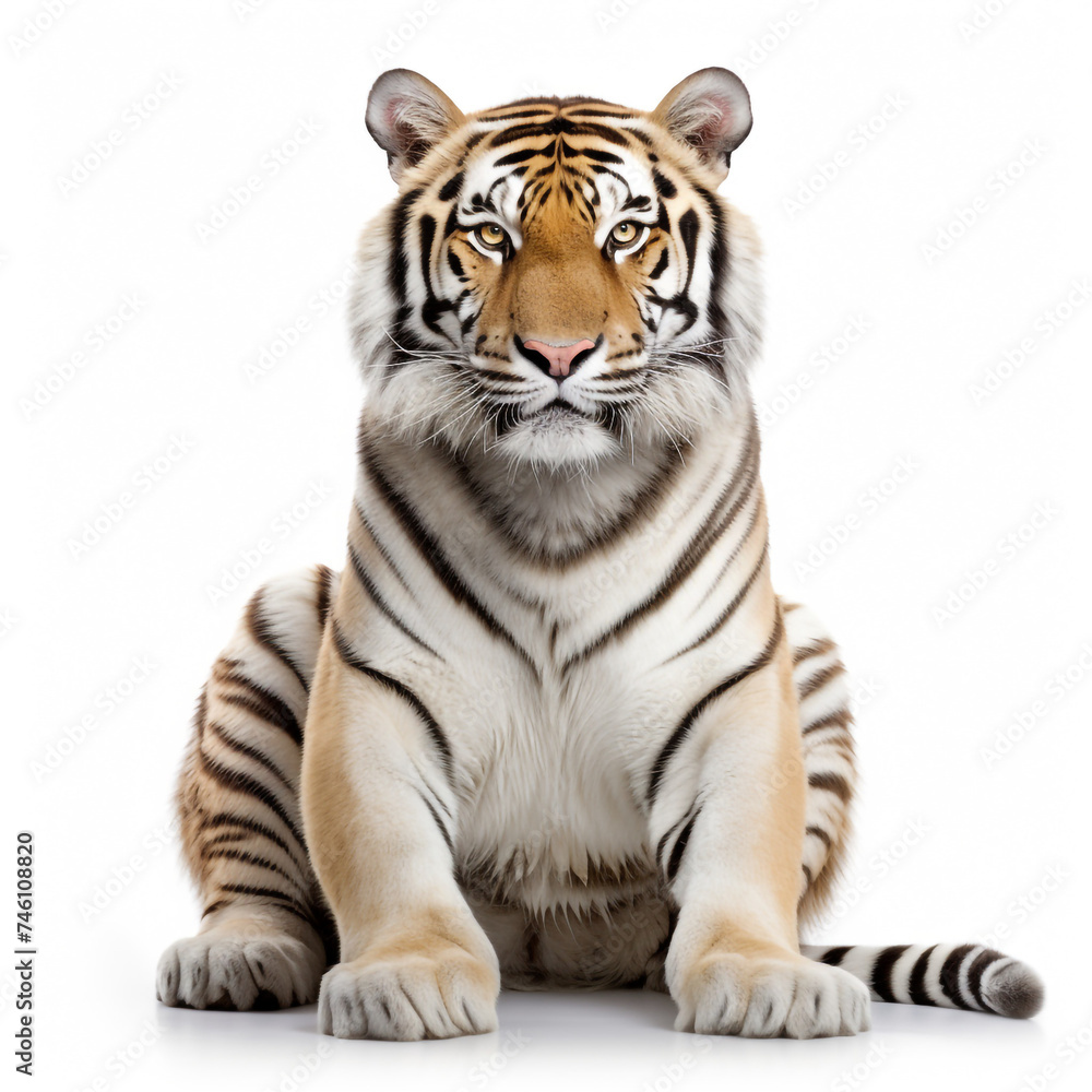 Obraz premium photo tiger on a white background сreated with Generative Ai