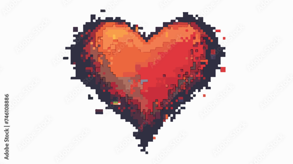Pixelated heart game icon isolated on white background