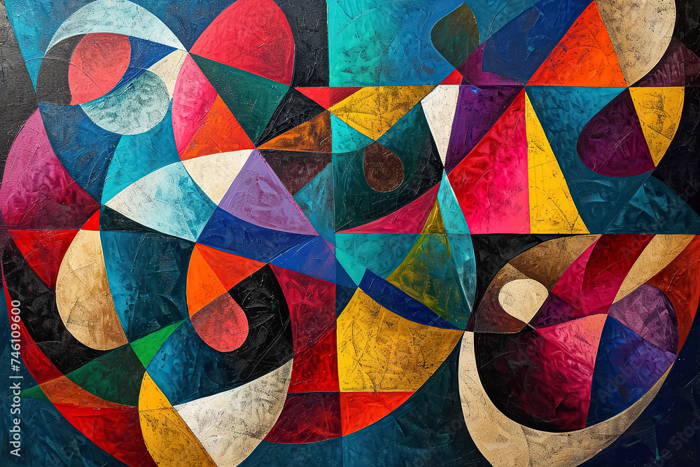 Fototapeta premium a colorful abstract painting with geometric shapes