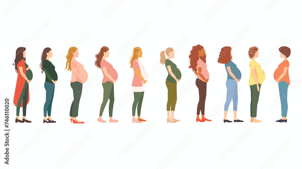 Pregnant group of women avatar character isolated 