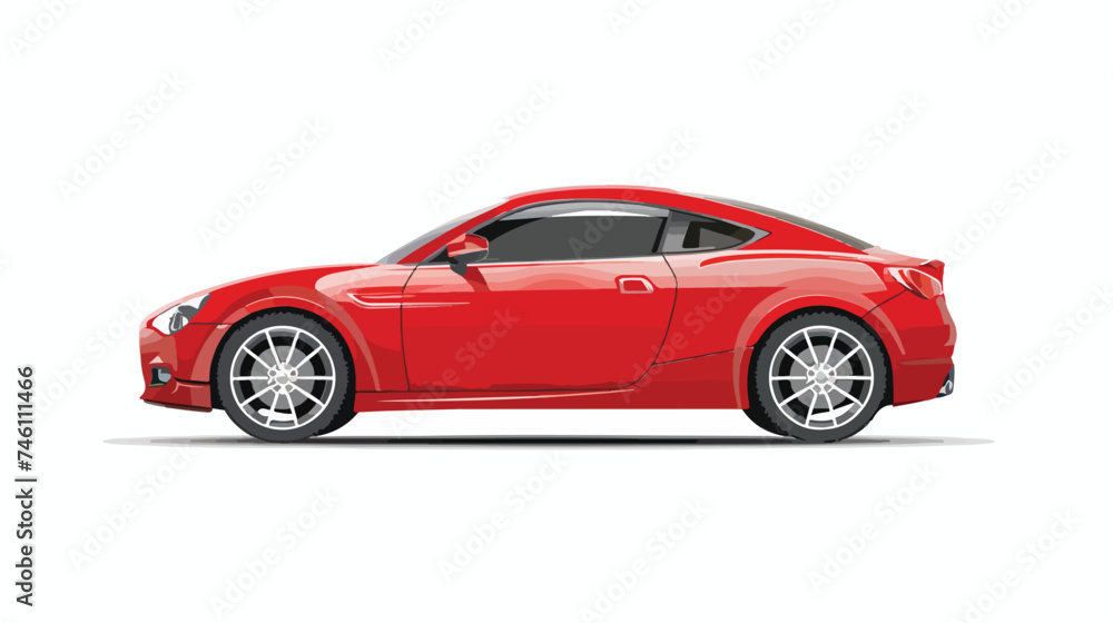 Realistic vector isolated red car in side view isolated