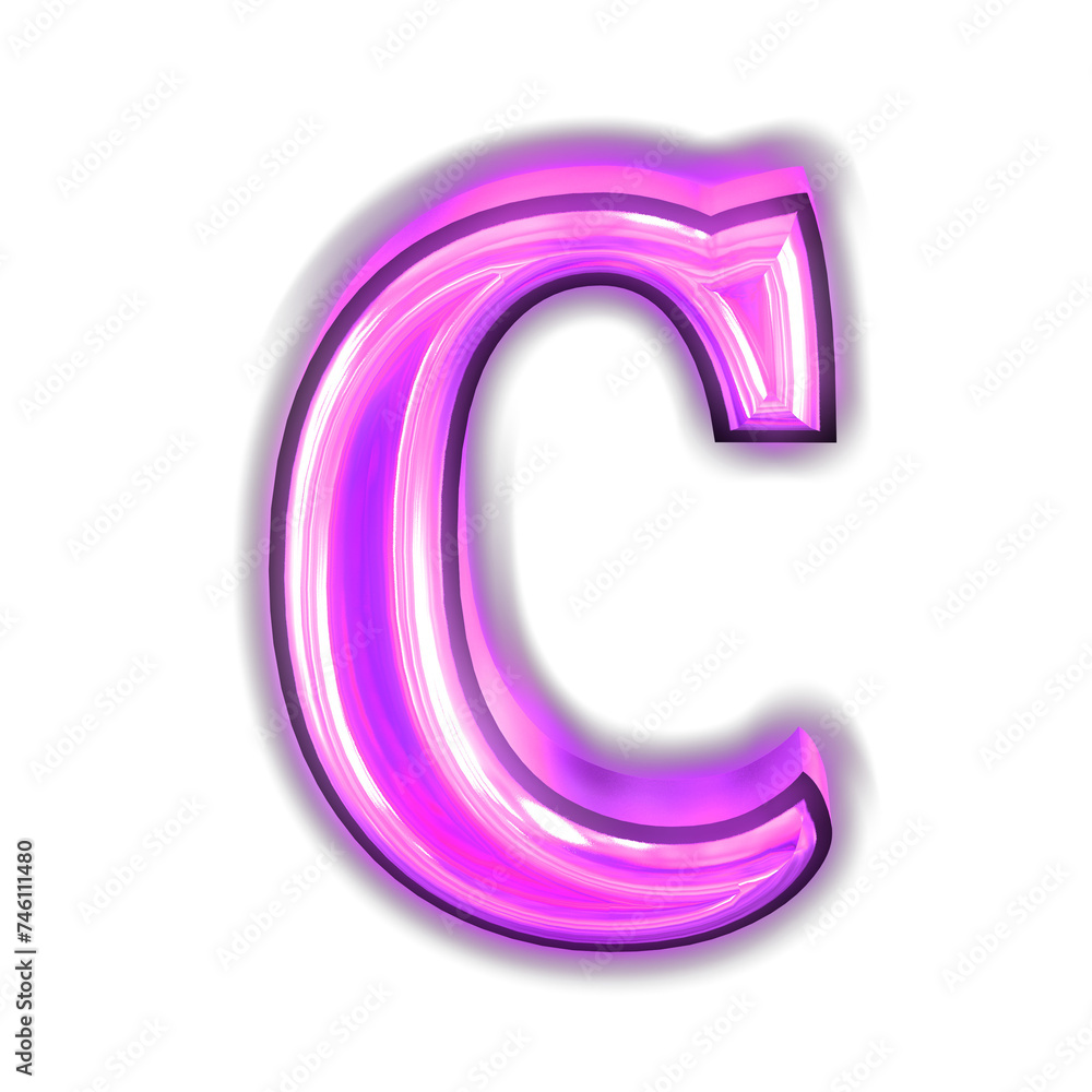 Glowing purple symbol. letter c Glowing purple symbol. letter c