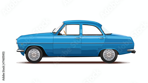 Realistic vector blue car isolated with gradients 