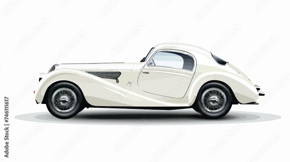 Realistic vector isolated white car isolated on white