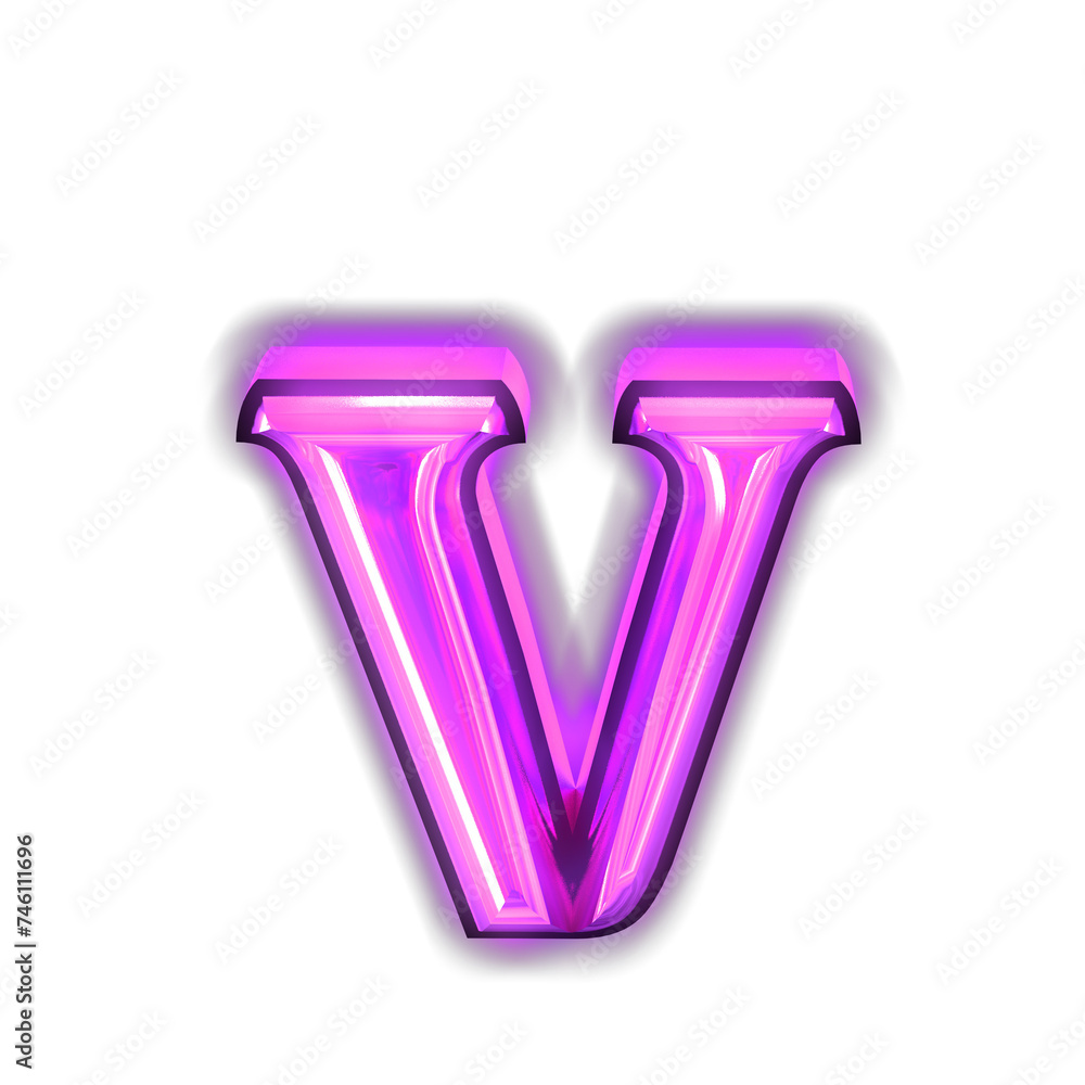 Glowing purple symbol. letter v