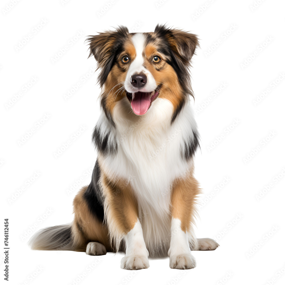 A Cute and Happy Dog: Sitting Australian Shepherd Portrait, Isolated on Transparent Background, PNG A Cute and Happy Dog: Sitting Australian Shepherd Portrait, Isolated on Transparent Background, PNG