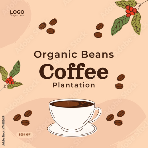Social media banner post template with food coffee concept. Coffee Instagram stories Poster. Food menu and restaurant coffee menu.
