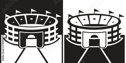Stadium sport graphic black white landscape sketch illustration vector