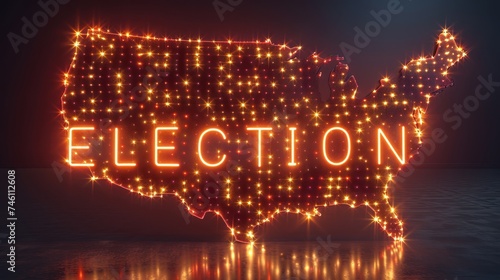 United States election, neon sign of the U.S.A