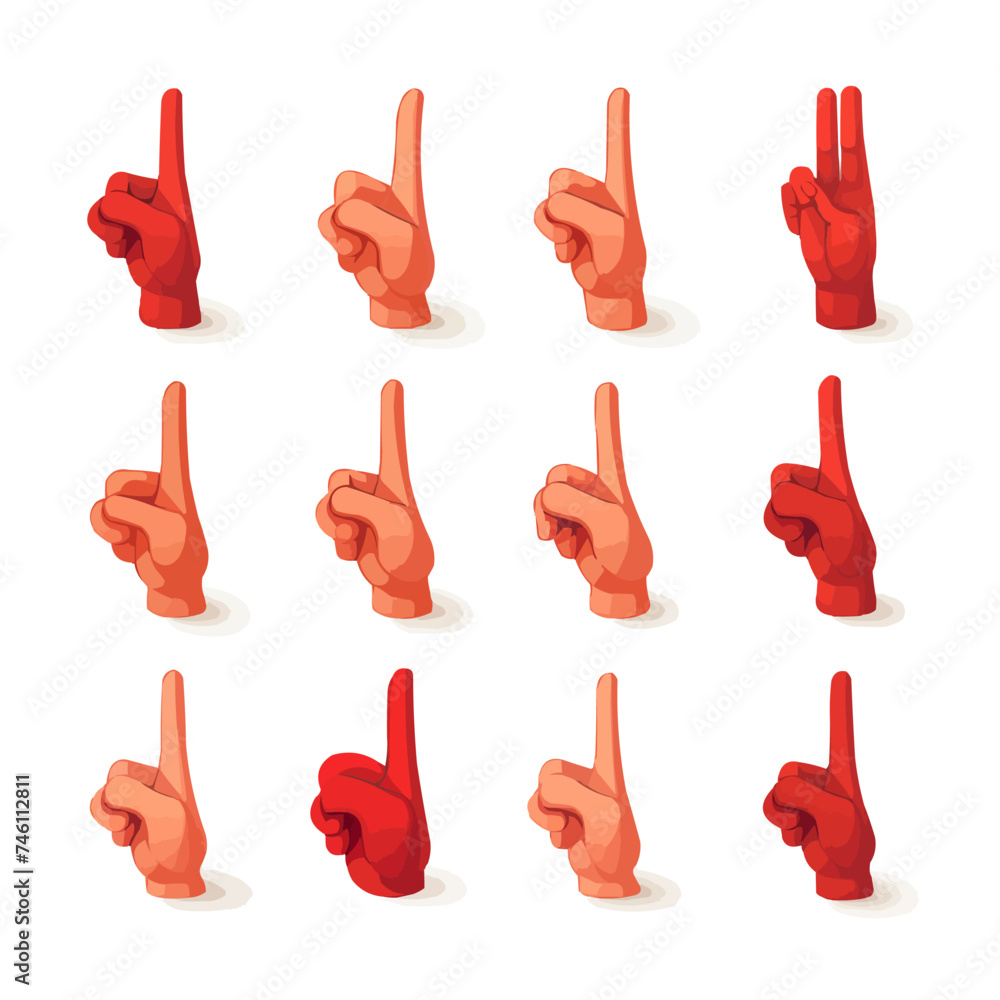 Fototapeta premium Hand arm finger hold ok pose sign isolated set. Vector flat graphic design illustration