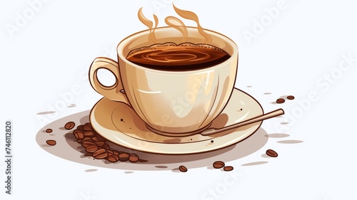 Drinking coffee cup with beans isolated white background AI Generated art