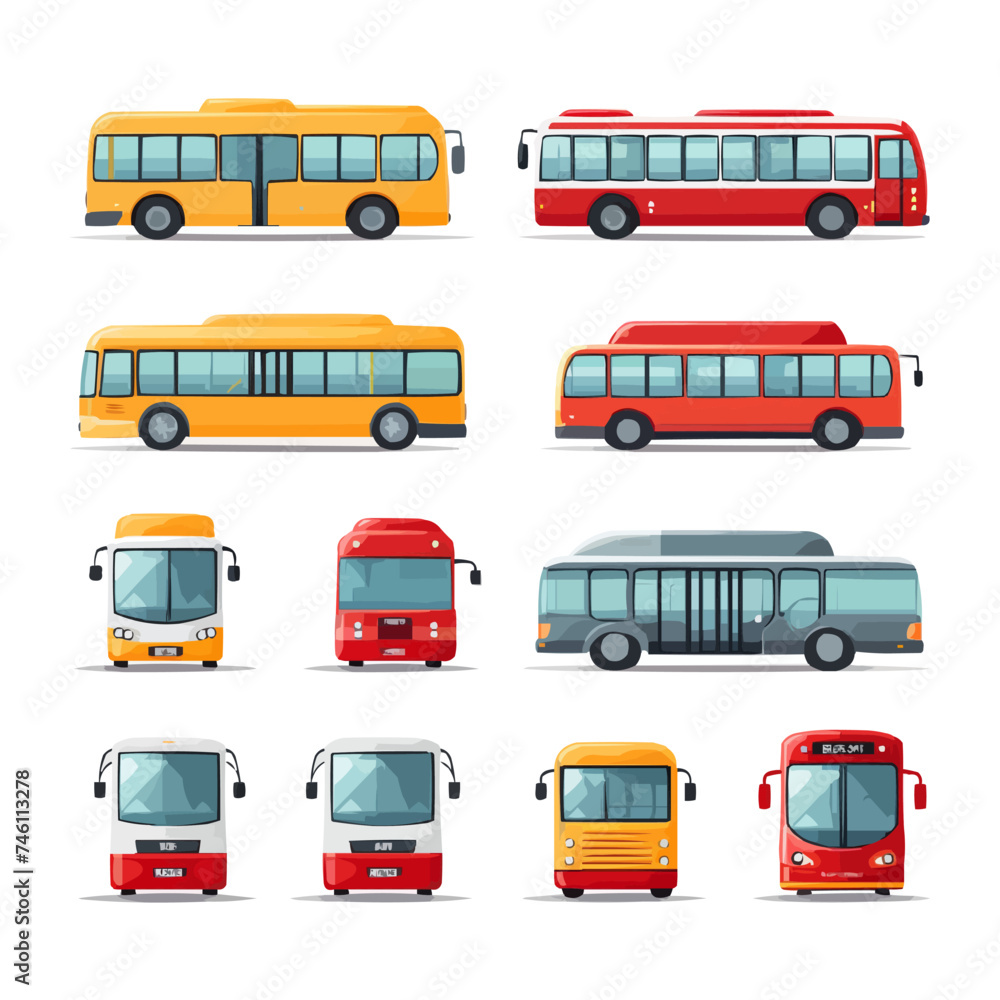Fototapeta premium Bus icon set, pack, collection isolated on white background