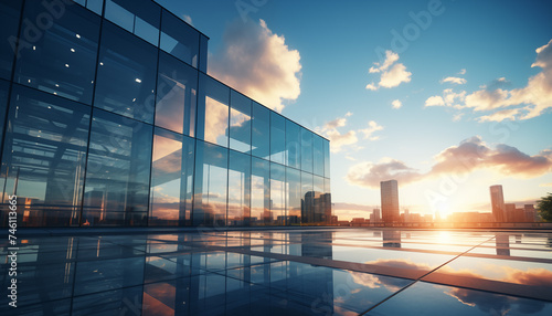 modern office glass building with sky.  photo
