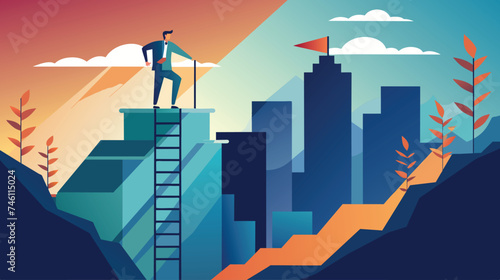 Vector illustration of the difficulties faced to achieve the goal that aims to combat difficulties