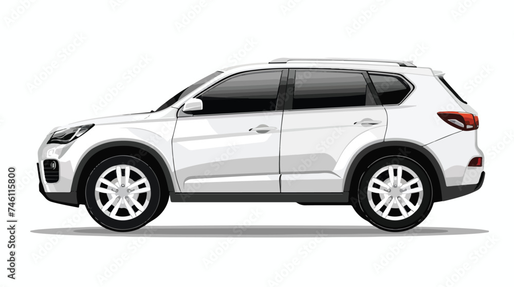 Side View Realistic vector isolated white car 