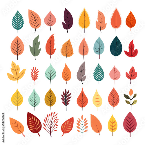 silhouette leaves set autumn background ,isolated vector design elements