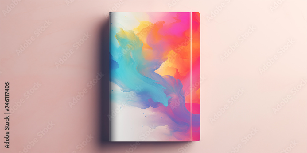 Naklejka premium A minimalist colored blank book cover mockup with clean lines and understated elegance, Blank book cover mockup with light pink background
